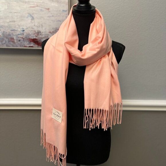 Peach  Cashmere Blend cozy Scarf - Picture 3 of 5